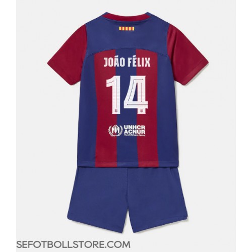 Barcelona Joao Felix #14 Replika babykläder Hemmaställ Barn 2023-24 Kortärmad (+ korta byxor)